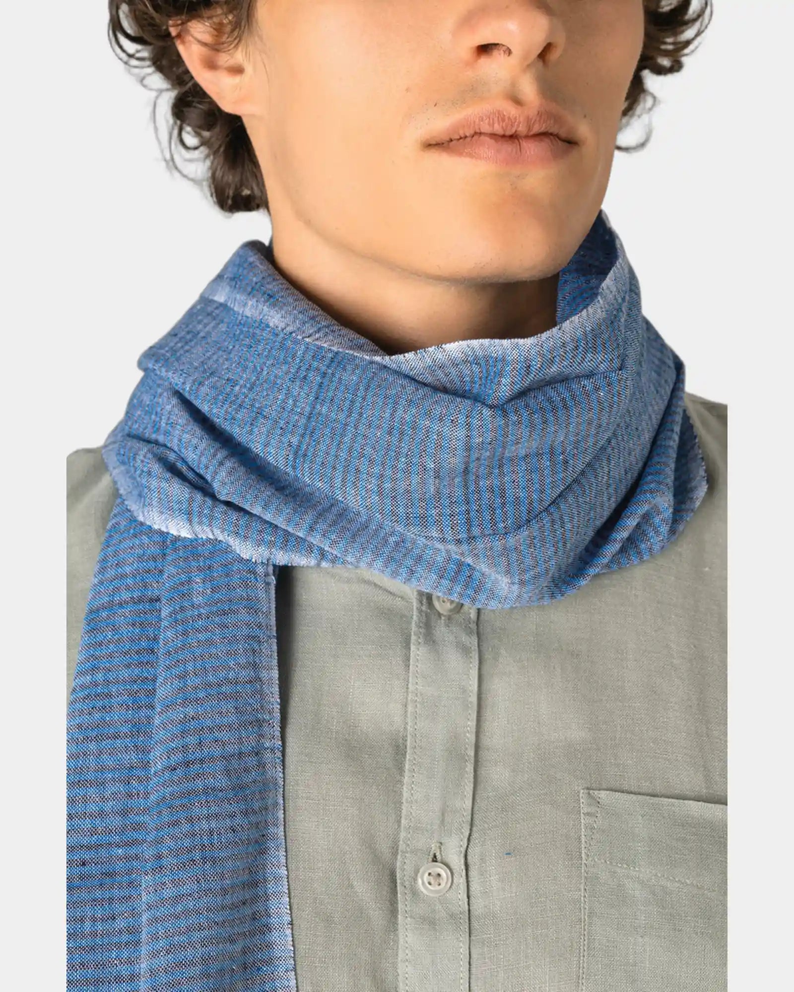 Custom striped cotton scarf unisex woven design - 2
